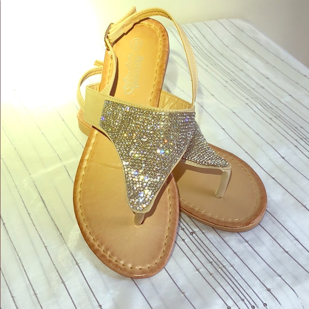 Rosegirl Rhinestone Beige Sandals
